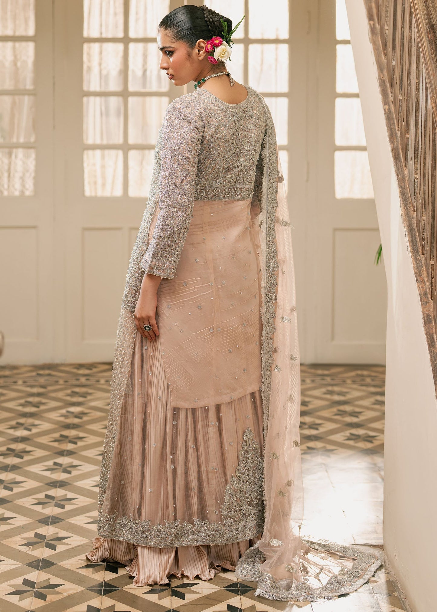 Embroidered Silk Gharara Suit for Women Online in Dubai UAE Abudhabi Ajman Sharjah