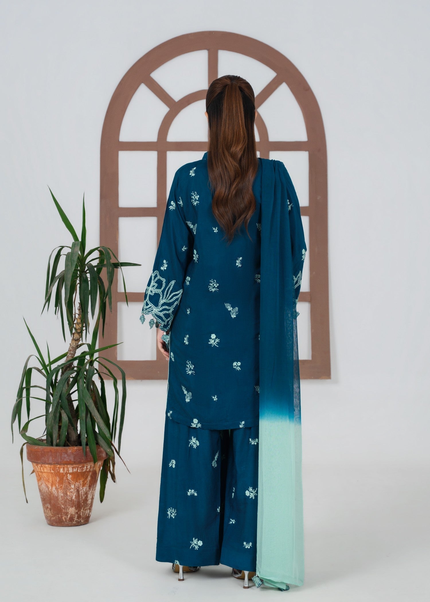 Embroidered Silk Sharara Suit for Women Online in Dubai UAE Abudhabi Ajman Sharjah