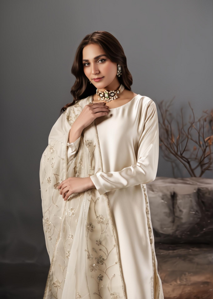 Embroidered Silk Straight Trouser Suit Online in Dubai UAE Abudhabi Ajman Sharjah