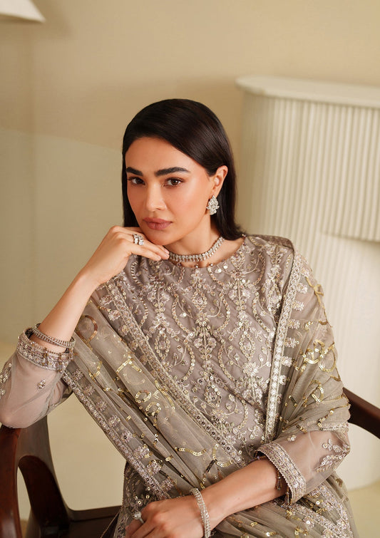 Embroidered Silver Net Salwar Kameez Online in KSA Riyadh Saudi Arabia Oman Bahrain Qatar