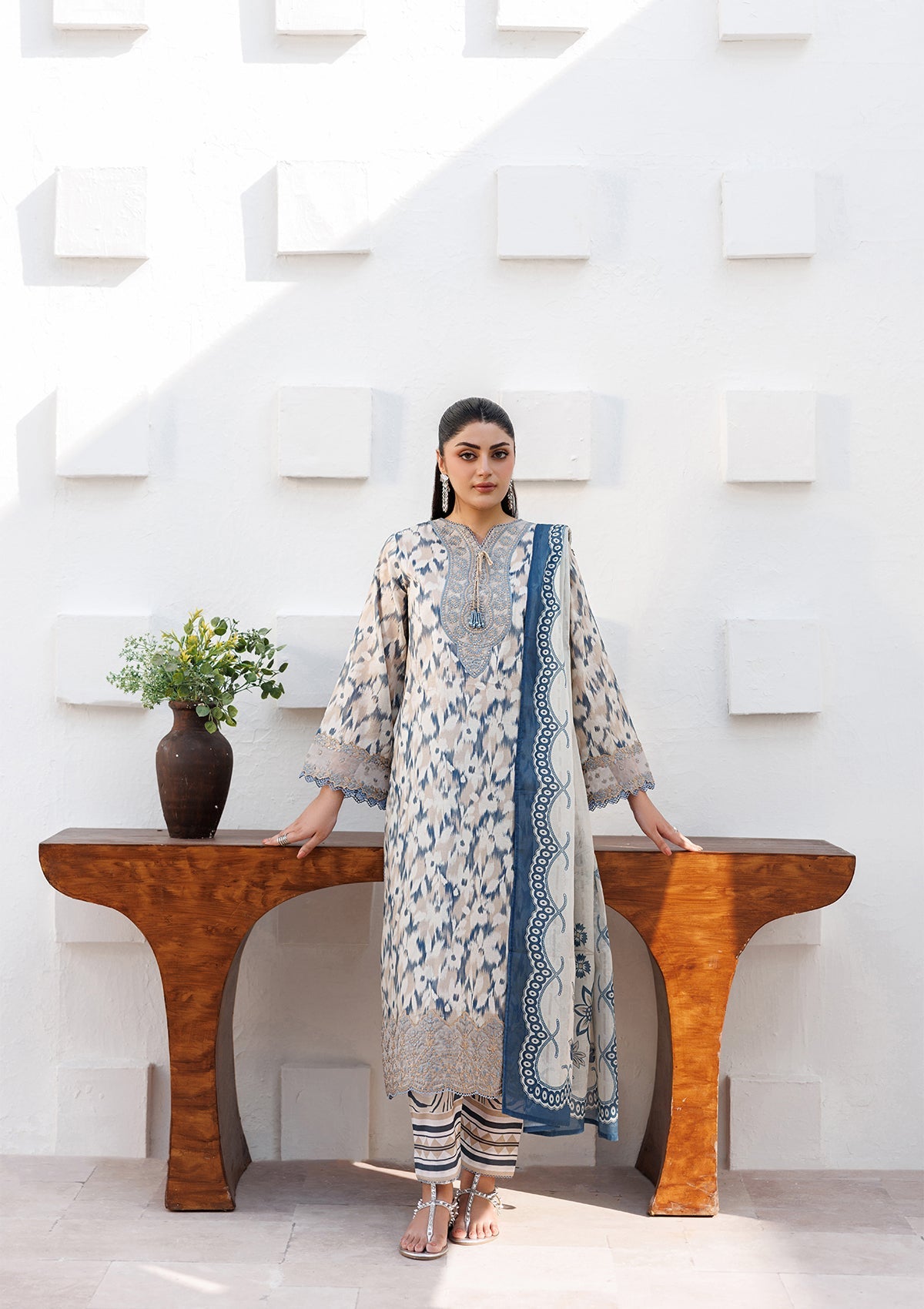 Embroidered Sky Blue Lawn Pakistani Suit Online in Dubai UAE Abudhabi Ajman Sharjah