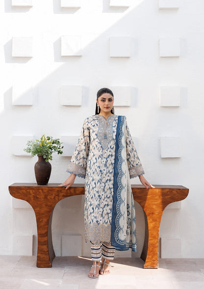 Embroidered Sky Blue Lawn Pakistani Suit Online in Dubai UAE Abudhabi Ajman Sharjah