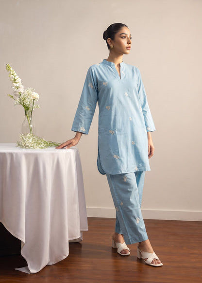 Embroidered Sky Blue Lawn Shalwar Kameez Online in UK USA Canada