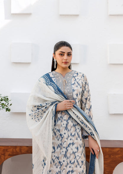 Embroidered Sky Blue Lawn Suit Online in KSA Riyadh Saudi Arabia Oman Bahrain Qatar