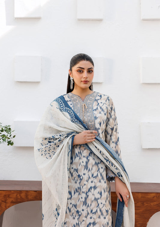 Embroidered Sky Blue Lawn Suit Online in KSA Riyadh Saudi Arabia Oman Bahrain Qatar