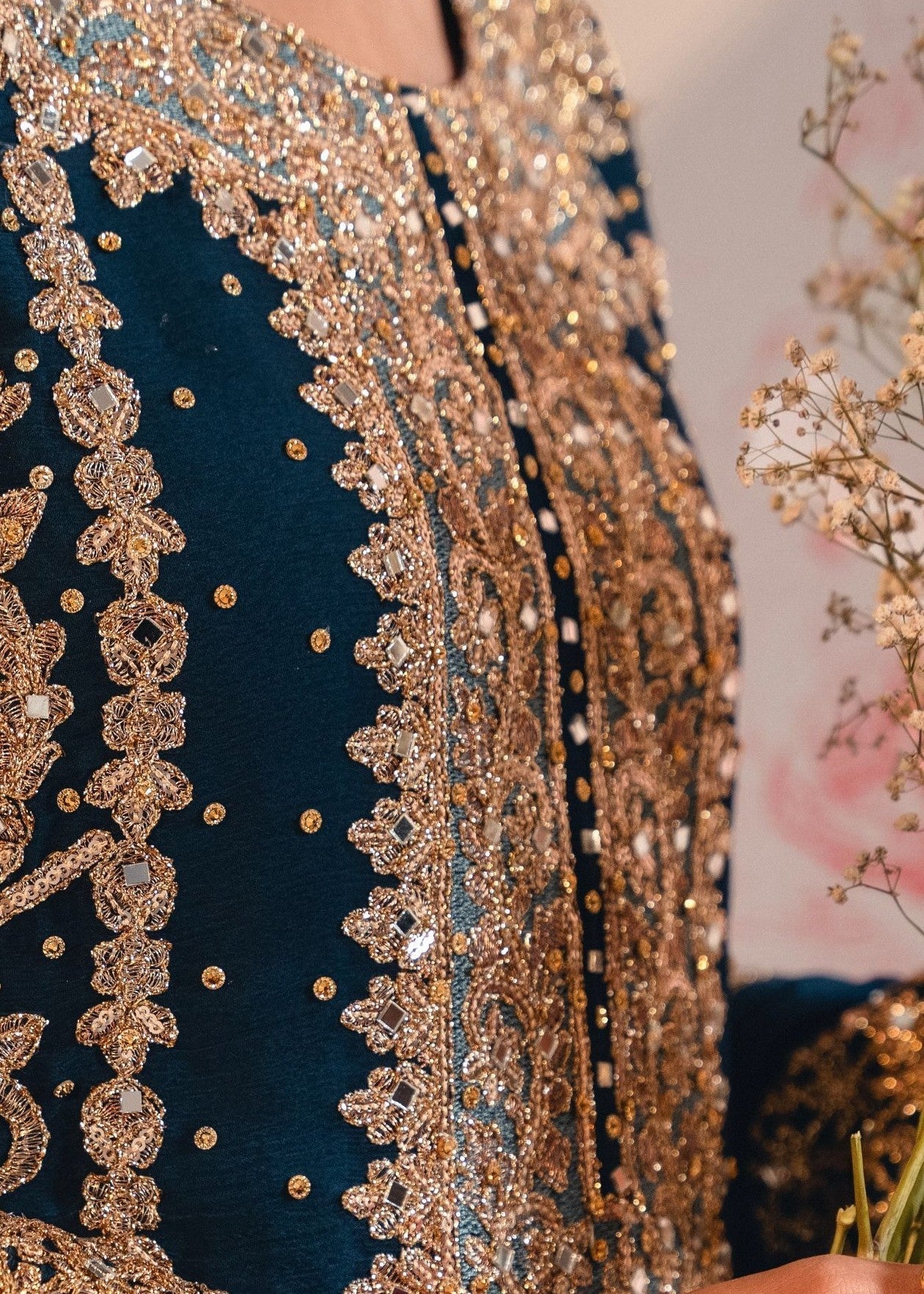 Embroidered Teal Chiffon Designer Suit Online in Dubai DXB UAE Abudhabi Meena Bazaar
