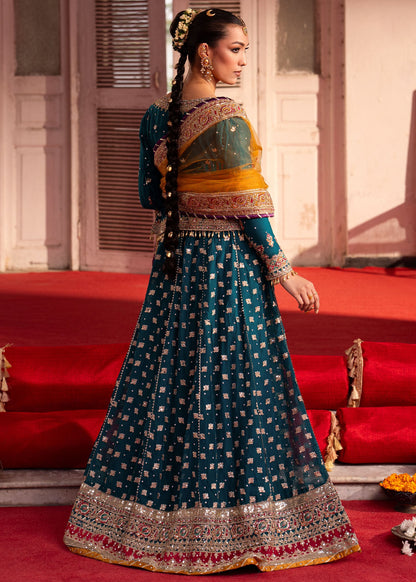Embroidered Teal Chiffon Festive Suit Online in Dubai DXB UAE Abudhabi Meena Bazaar