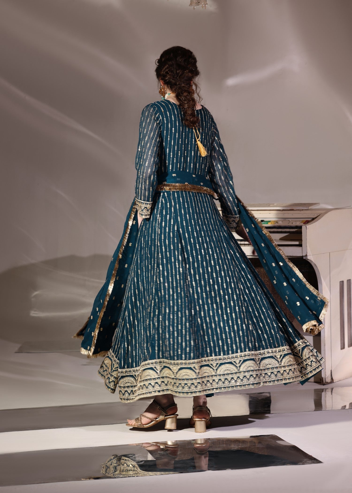 Embroidered Teal Chiffon Pakistani Suit Online in KSA Riyadh Saudi Arabia Oman Bahrain Qatar