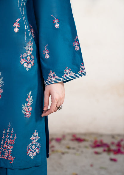 Embroidered Teal Cotton Kurta and Palazzo Online in Sri Lanka India Australia