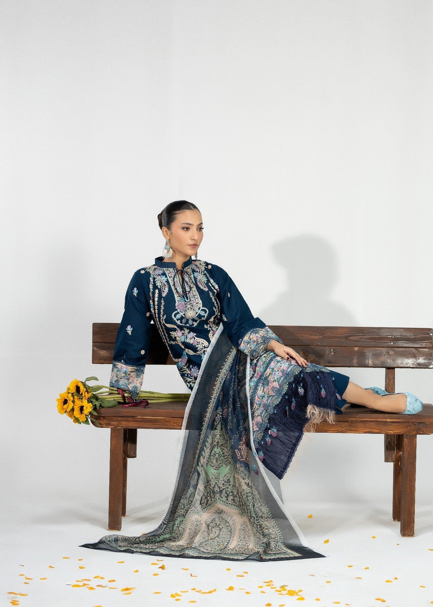 Embroidered Teal Cotton Pakistani Suit Online in Dubai UAE Abudhabi Ajman Sharjah