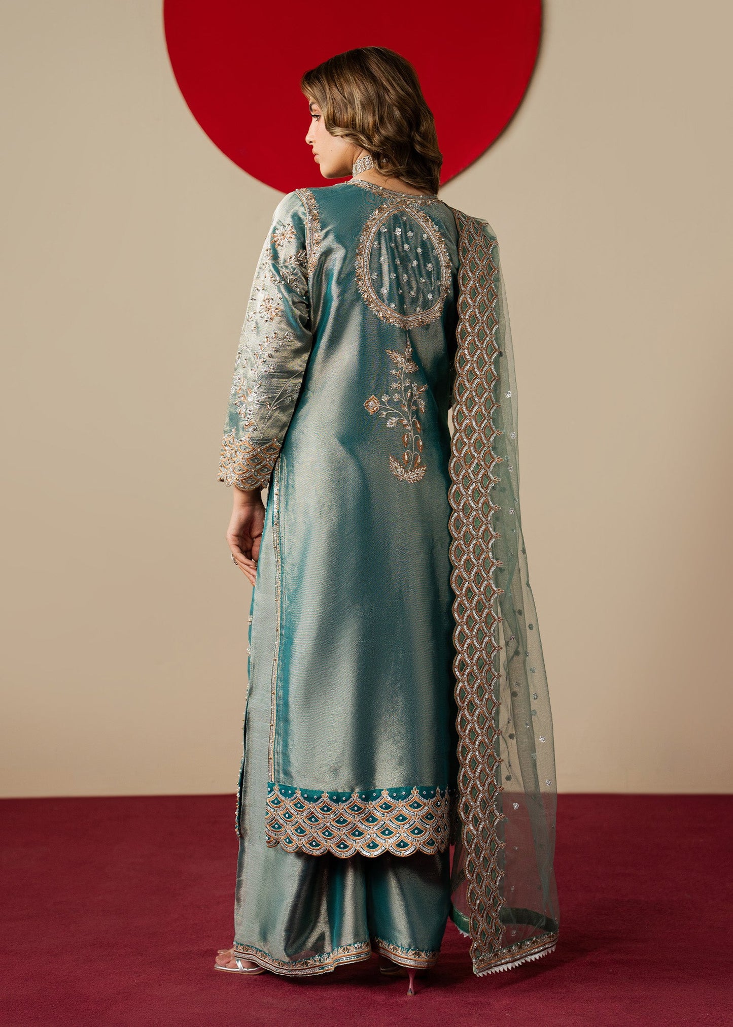 Embroidered Teal Jacquard Salwar Kameez Online in KSA Riyadh Saudi Arabia Oman Bahrain Qatar