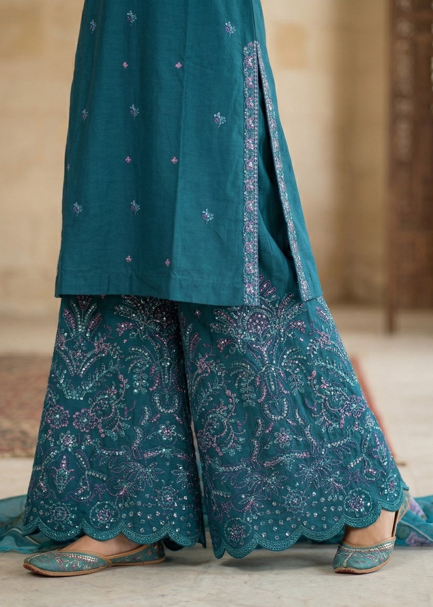 Embroidered Teal Lawn Festive Suit Online in Dubai DXB UAE Abudhabi Meena Bazaar
