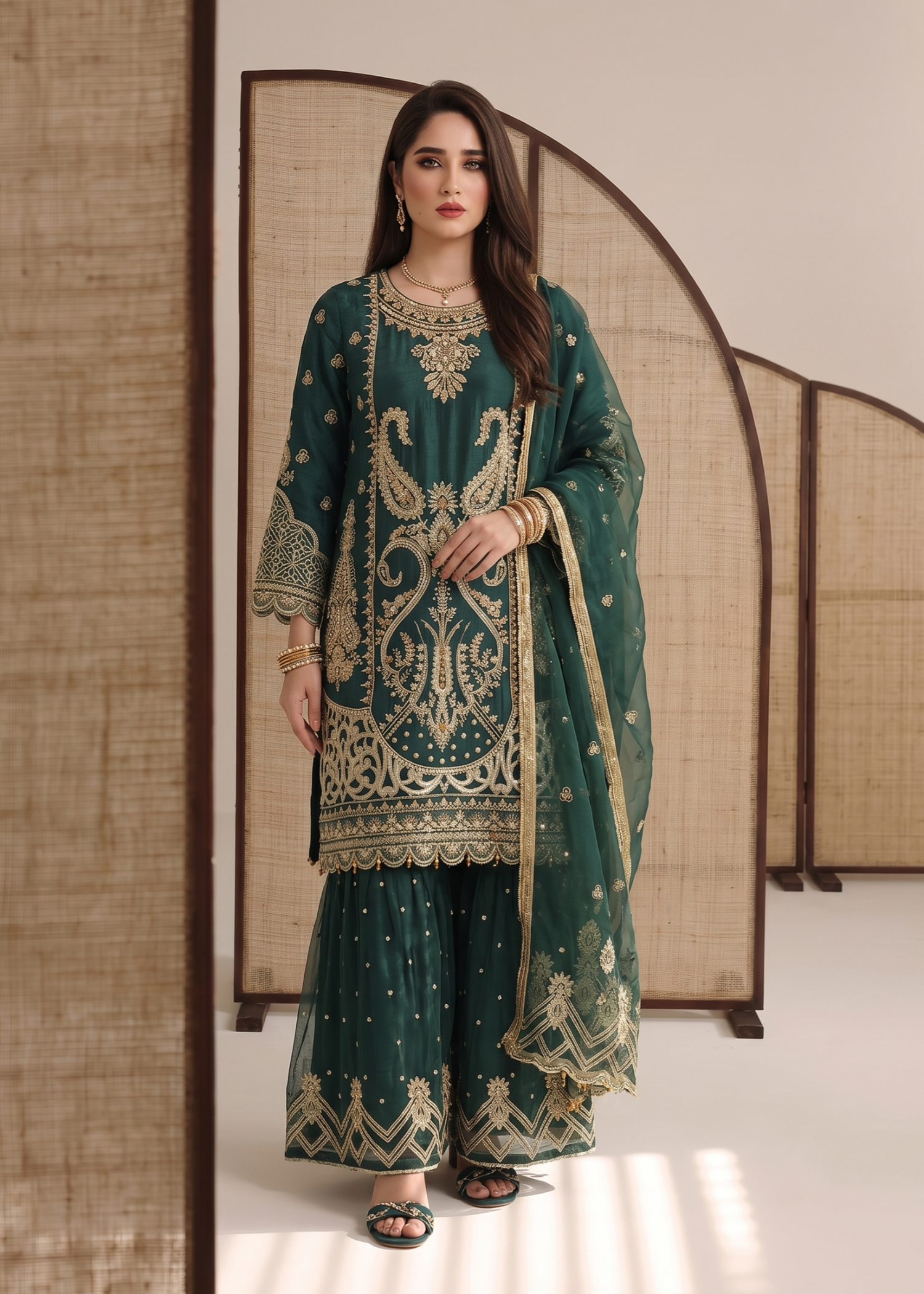 Embroidered Teal Organza Pakistani Suit Online in KSA Riyadh Saudi Arabia Oman Bahrain Qatar