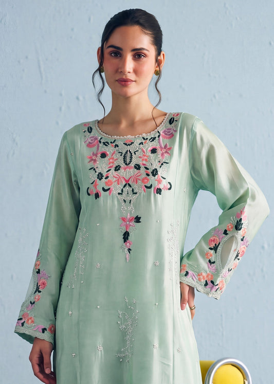 Embroidered Tussar Silk Kurta Set Winter Wear Online in Sri Lanka India Australia