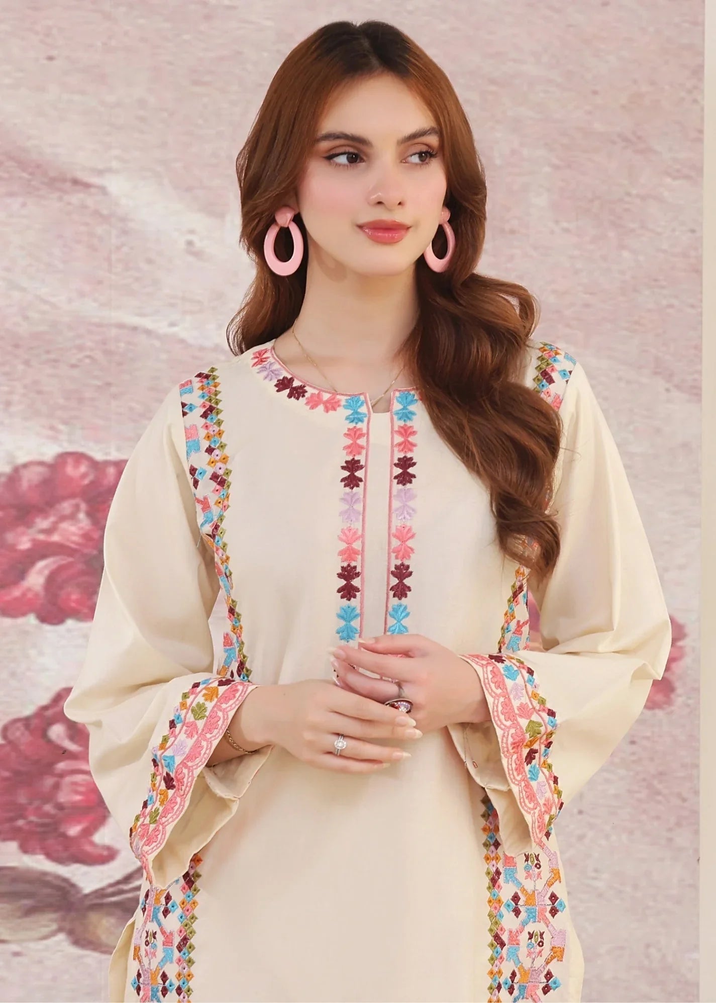 Embroidered Vanilla Cotton Kurta Salwar Kameez Online in Dubai DXB UAE Abudhabi Meena Bazaar