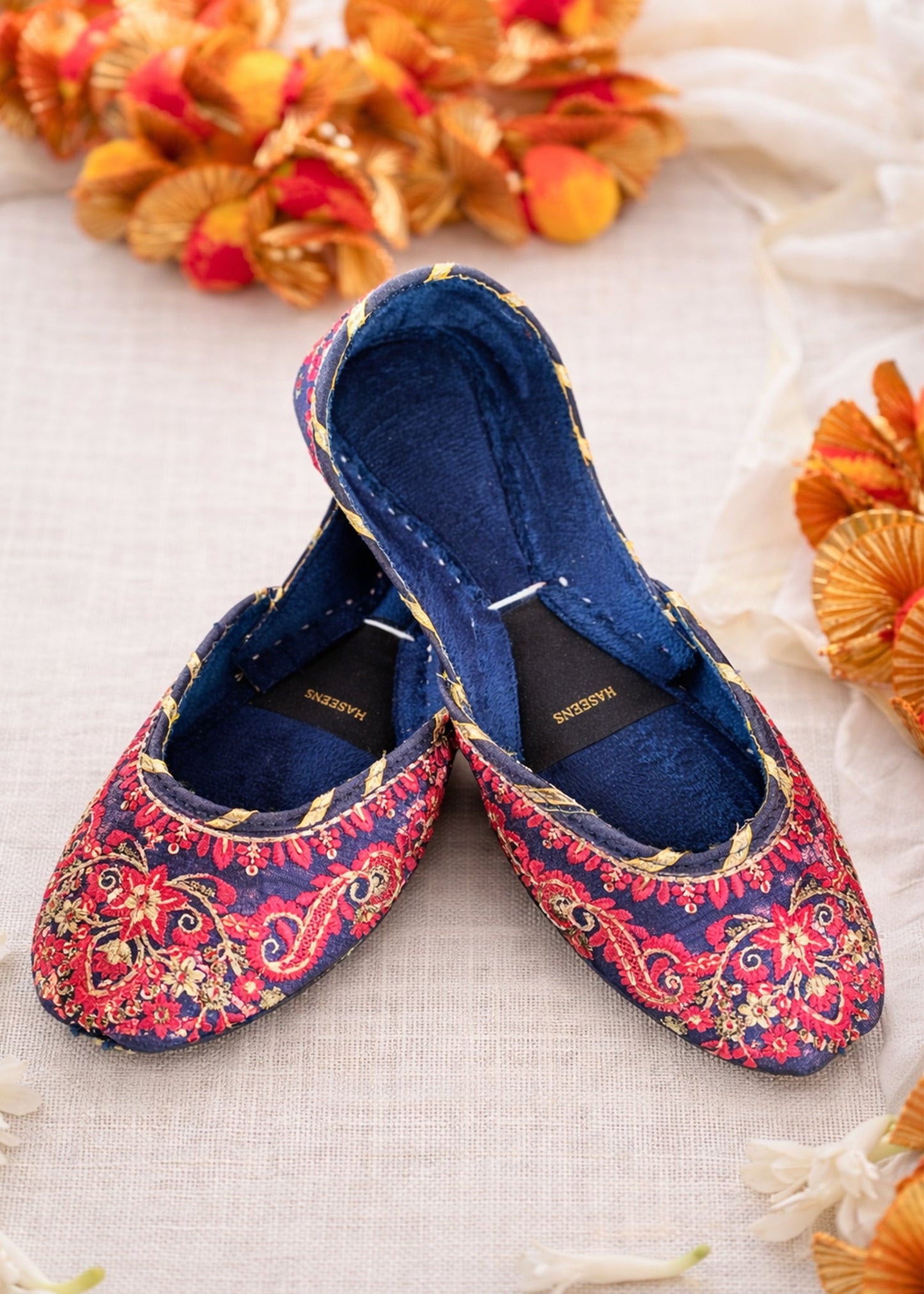 Embroidered Velvet Jutti for Women Online in KSA Riyadh Saudi Arabia Oman Bahrain Qatar