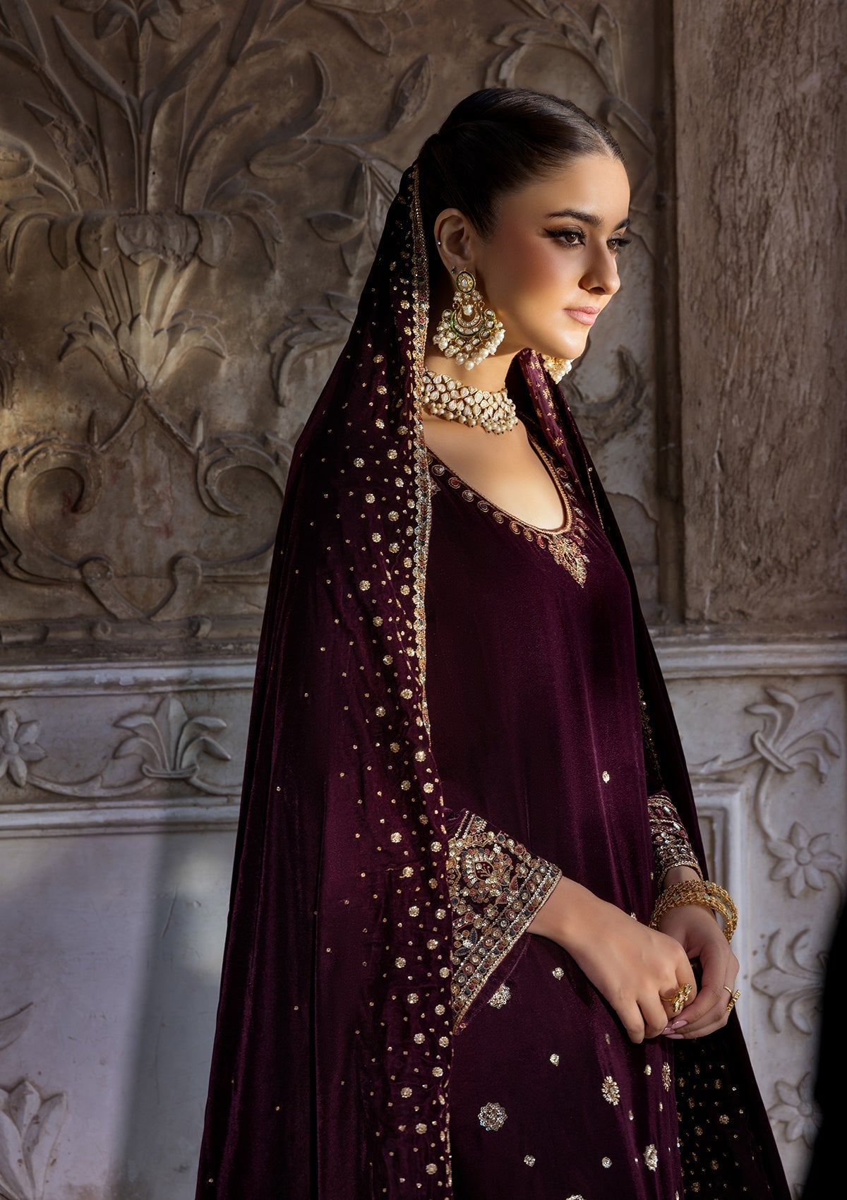 Embroidered Velvet Pakistani Designer Suit Online in Dubai DXB UAE Abudhabi Meena Bazaar