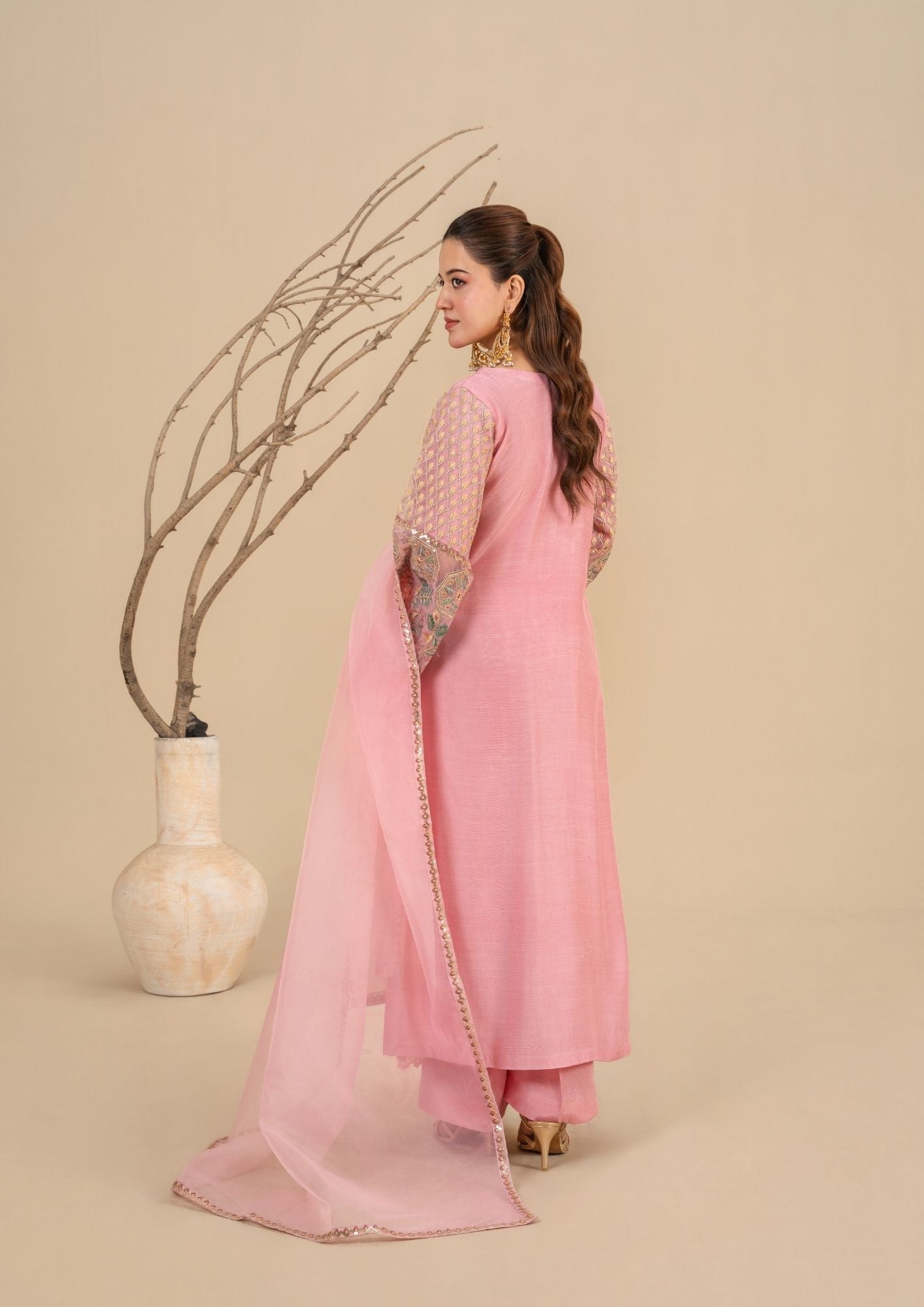 Embroidered Viscose Raw Silk Blush Pink Designer Suit Online in Sri Lanka India Australia
