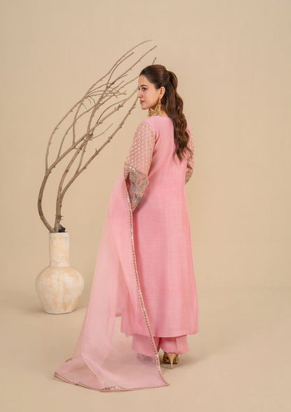 Embroidered Viscose Raw Silk Blush Pink Designer Suit Online in Sri Lanka India Australia