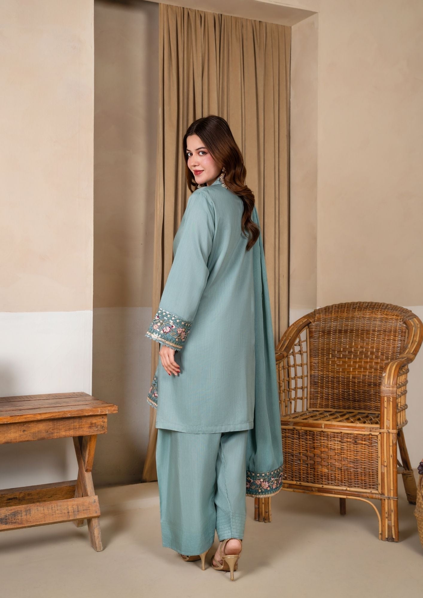 Embroidered Viscose Raw Silk Farshi Shalwar Online in Dubai UAE Abudhabi Ajman Sharjah