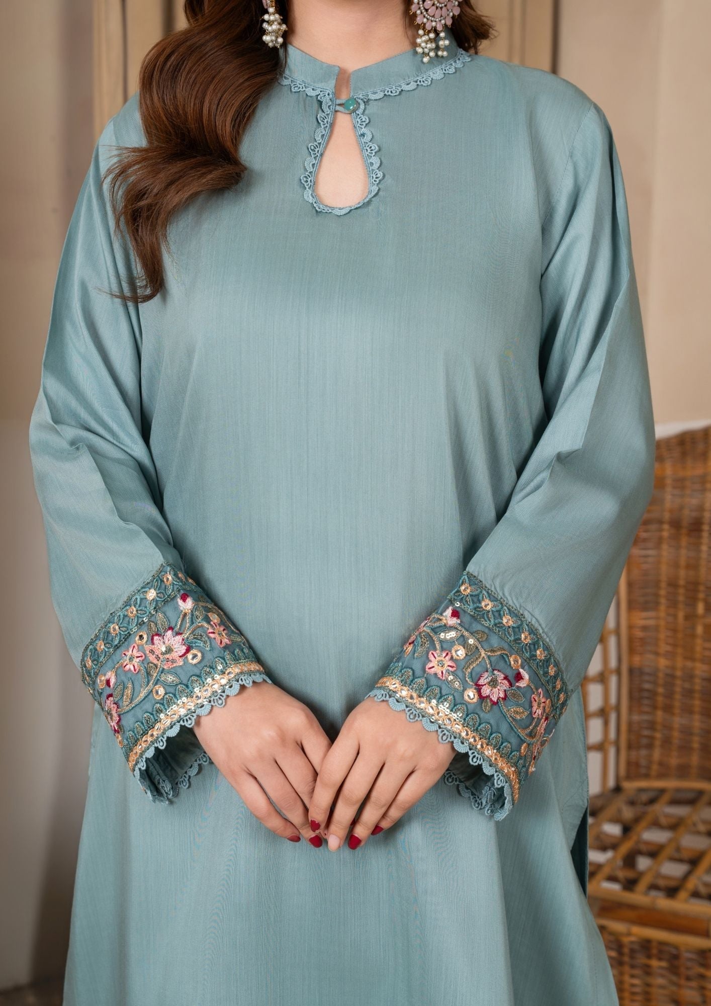 Embroidered Viscose Raw Silk Farshi Shalwar Online in Sri Lanka India Australia