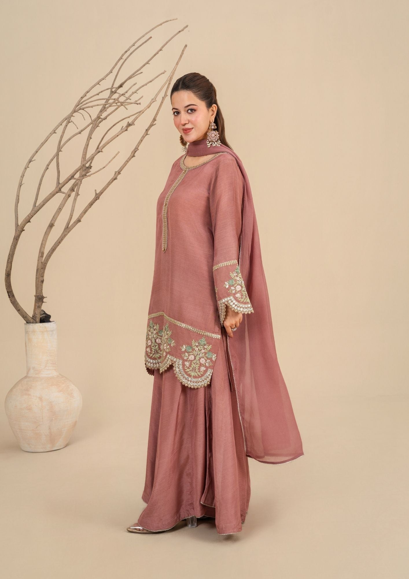 Embroidered Viscose Raw Silk Festive Sharara Online in Dubai DXB UAE Abudhabi Meena Bazaar