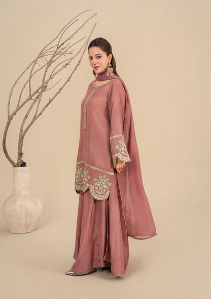 Embroidered Viscose Raw Silk Festive Sharara Online in Dubai DXB UAE Abudhabi Meena Bazaar