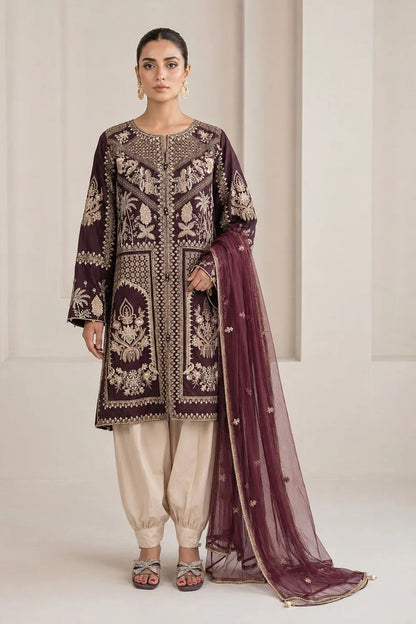 Embroidered Viscose Suit with Cotton Silk Shalwar Online in Dubai UAE Abudhabi Ajman Sharjah