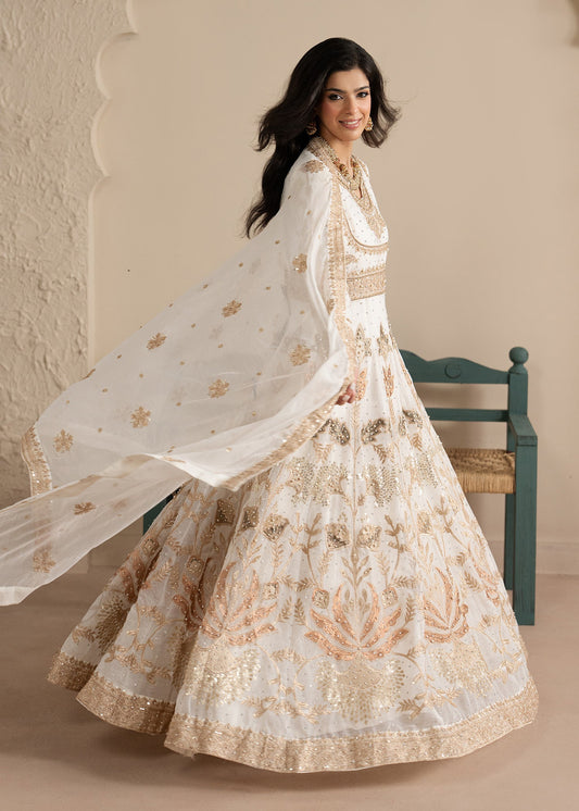 Embroidered White Chiffon Maxi Dress Online in KSA Riyadh Saudi Arabia Oman Bahrain Qatar