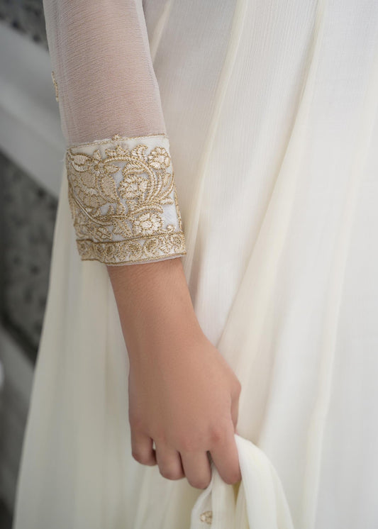 Embroidered White Chiffon Partywear Suit Online in Dubai DXB UAE Abudhabi Meena Bazaar