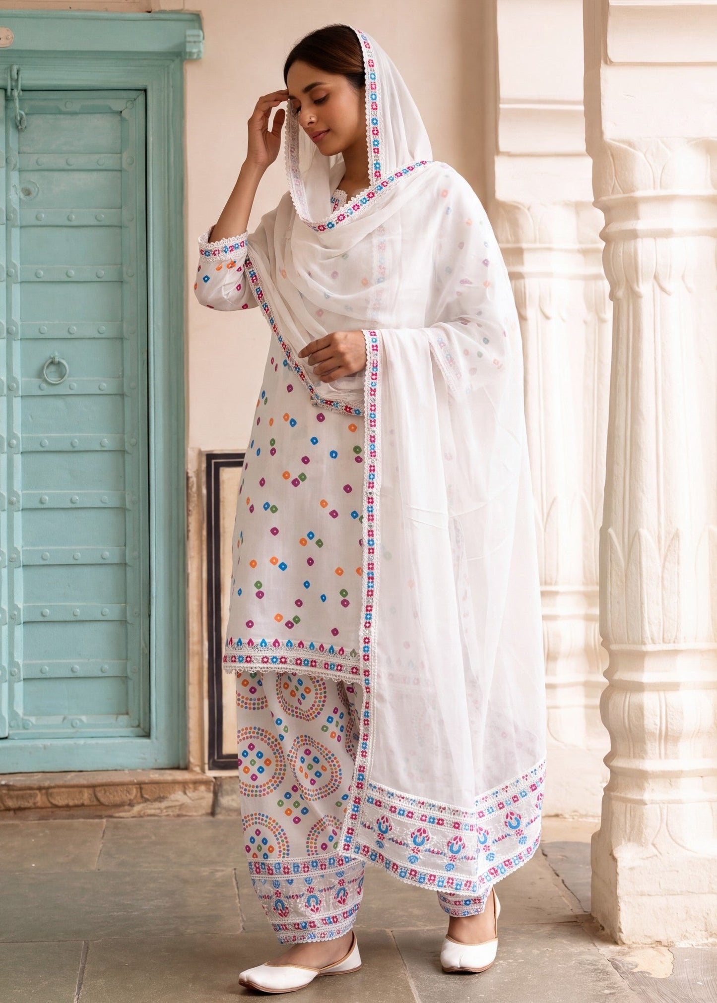 Embroidered White Lawn Salwar Suit Online in Dubai DXB UAE Abudhabi Meena Bazaar