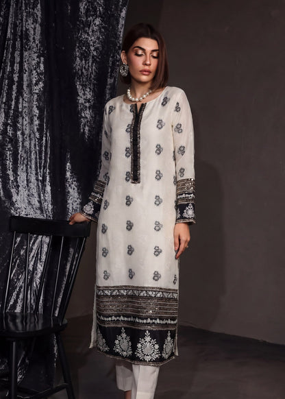 Embroidered White Lawn Trouser Suit Online in Dubai DXB UAE Abudhabi Meena Bazaar