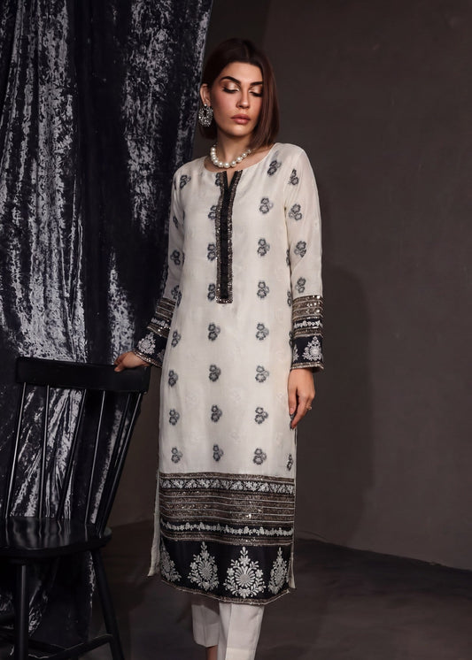 Embroidered White Lawn Trouser Suit Online in Dubai DXB UAE Abudhabi Meena Bazaar