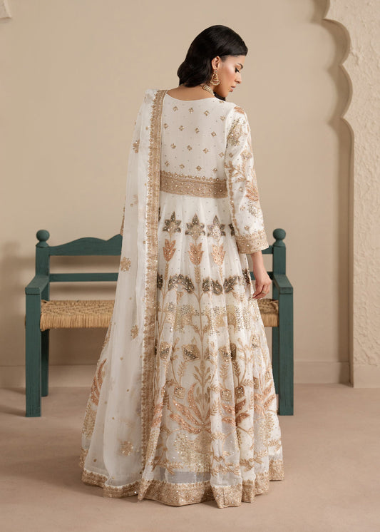 Embroidered White Maxi Chiffon Dress Online in Dubai DXB UAE Abudhabi Meena Bazaar