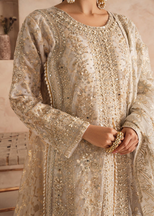 Embroidered White Net Salwar Suit Online in Dubai DXB UAE Abudhabi Meena Bazaar