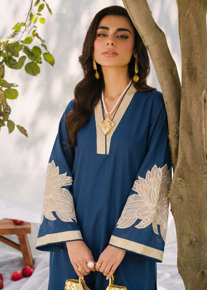 Embroidered Yale Blue Lawn Salwar Kameez Online in KSA Riyadh Saudi Arabia Oman Bahrain Qatar