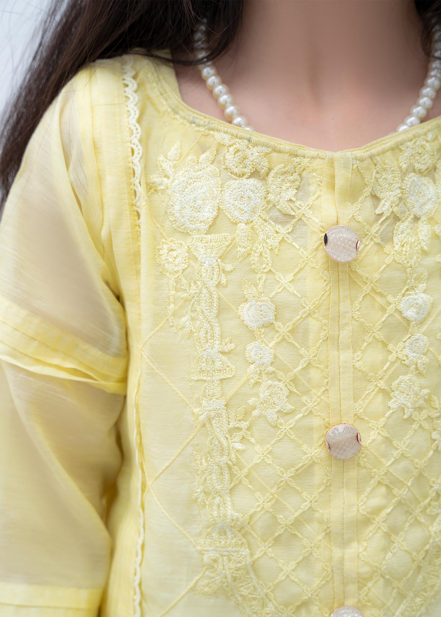 Embroidered Yellow Cotton Kids Partywear Suit Online in Sri Lanka India Australia