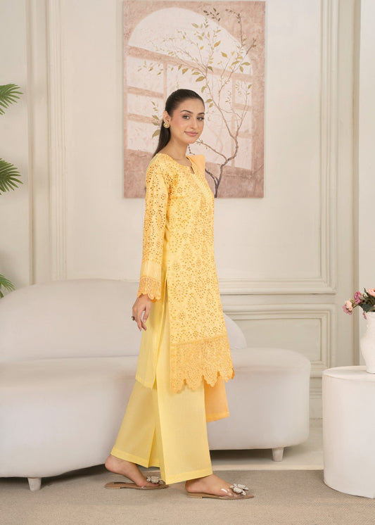Embroidered Yellow Cotton Pakistani Suit Online in KSA Riyadh Saudi Arabia Oman Bahrain Qatar
