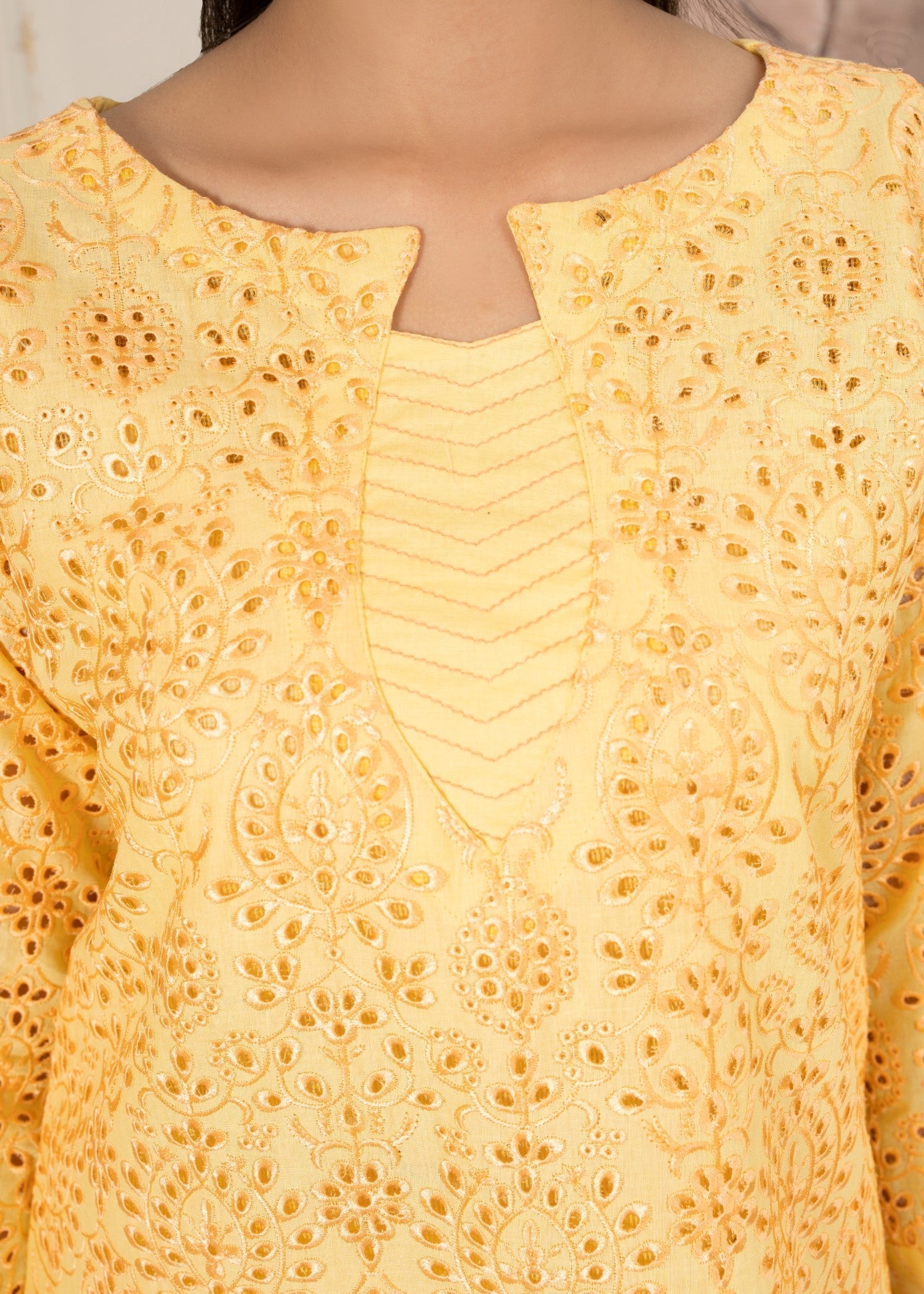 Embroidered Yellow Cotton Salwar Kameez Online in Dubai UAE Abudhabi Ajman Sharjah