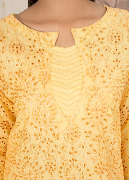 Embroidered Yellow Cotton Salwar Kameez Online in Dubai UAE Abudhabi Ajman Sharjah