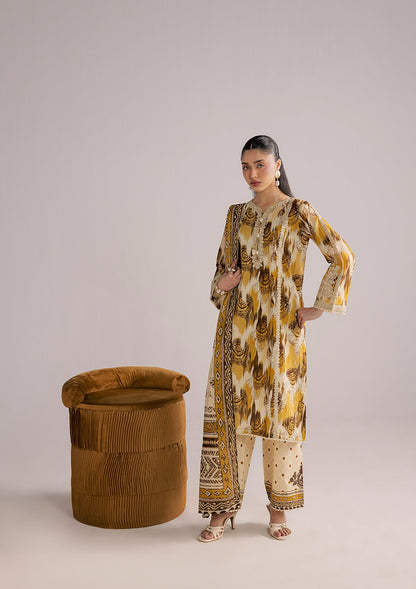 Embroidered Yellow Orange Lawn Kurta Pajama Online in Dubai DXB UAE Abudhabi Meena Bazaar