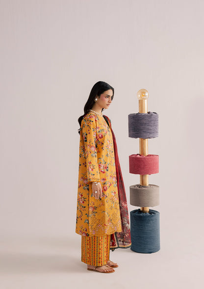 Embroidered Yellow-Orange Lawn Suit for Daily Wear Online in KSA Riyadh Saudi Arabia Oman Bahrain Qatar