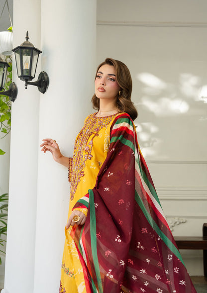 Embroidered Yellow-Orange Pakistani Suit Online in Dubai DXB UAE Abudhabi Meena Bazaar