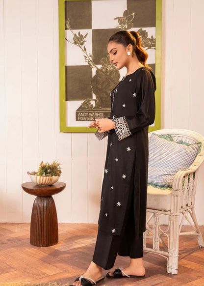 Black Embroidered Cotton Kurta Set