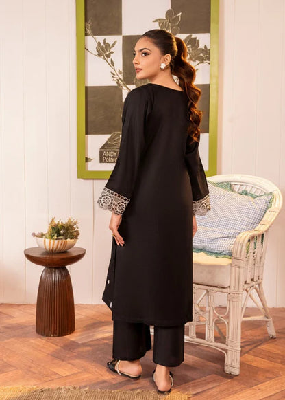 Black Embroidered Cotton Kurta Set