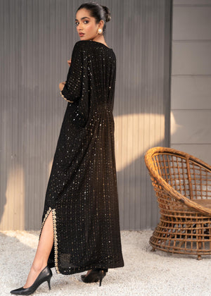 Black Embroidered Chiffon Kaftan