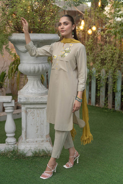 Readymade Hand Embroidered Pure Cotton Kurta Set with Dupatta