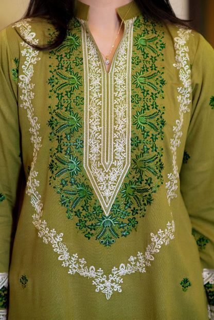 Embroidered Forest Green Kurta