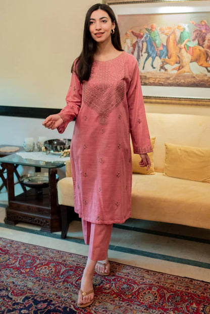 Embroidered Lawn Kurta with Straight Pants