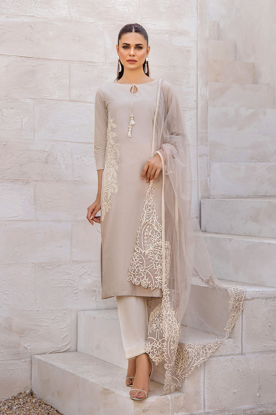 Readymade Pure Cotton Embroidered Kurta Set with Dupatta